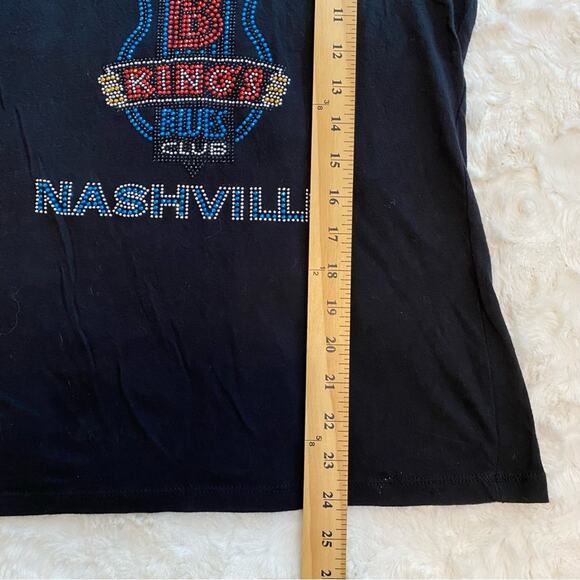 Next Level BB King’s Blues Club Nashville Rhinestone Bedazzled T-shirt Medium - Picture 6 of 7
